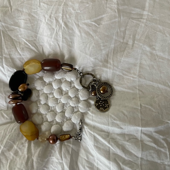 Silpada Stone Bead Pearl Shell Toggle Bracelet .925 - Picture 2 of 3
